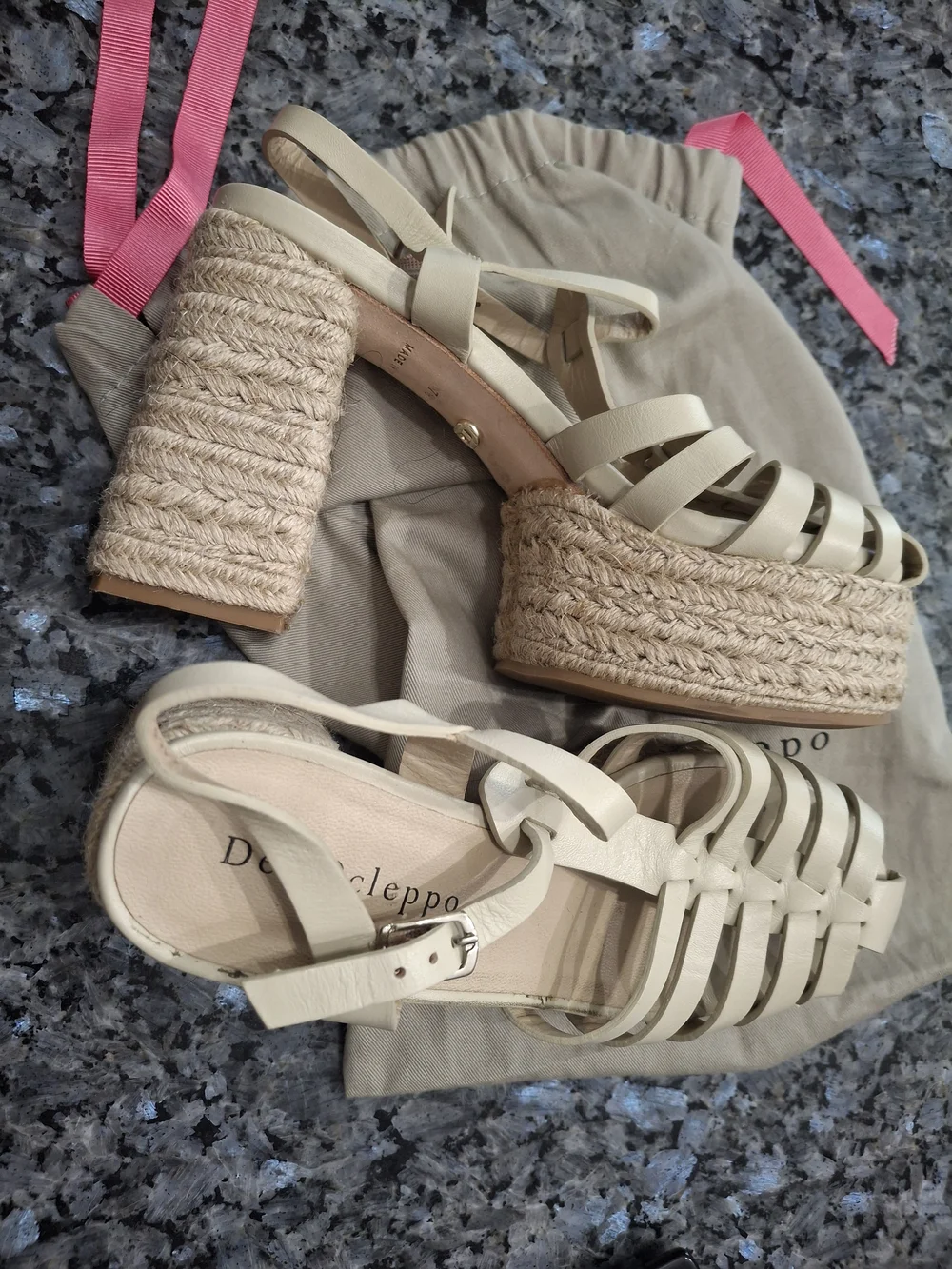 Dee Ocleppo Cream Woven Espadrille Sandals